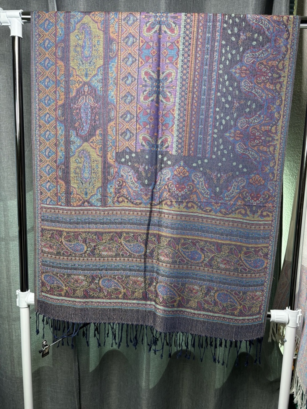 New! pashmina Multicolor Paisley Pattern Shawl - Lavender, Blue, Gold